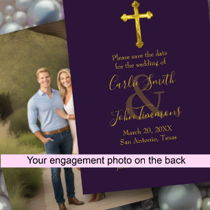 Sla de datum op Gold Cross Any Color Photo Back Save The Date