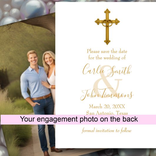 Sla de datum op Gold Cross Wedding Rings 2 Foto Save The Date