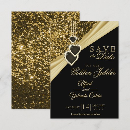 Sla de datum op - Gold Glitter Jubileum Kaart (Voorkant / Achterkant)