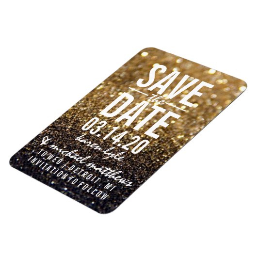 Sla de datum op - Gold Lit Nite Fab Magneet (Linkerzijde)