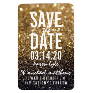 Sla de datum op - Gold Lit Nite Fab Magneet