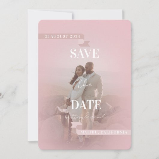Sla de datum op - gorgeous_dusty pink Invitation Kaart (Voorkant)