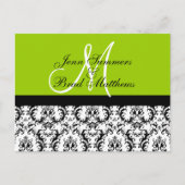 Sla de datum op Green Monogram Damask Kaart (Voorkant)