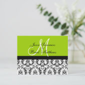 Sla de datum op Green Monogram Damask Kaart (Staand voorkant)