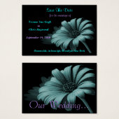 Sla de datum op Grijs Blauw Daisy Visitekaartjes (Voorkant /achterkant)