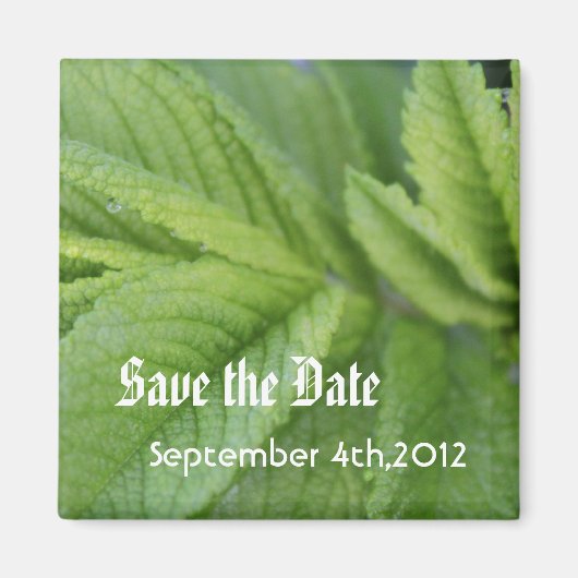 Sla de datum op, groene bladeren magneet (Voorkant)