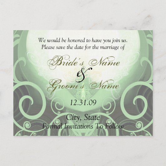 Sla de datum op - Groene Cala Lily Aankondigingskaart (Achterkant)