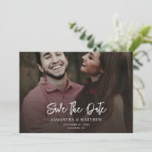Sla de datum op handgeschreven foto elegante trouw save the date (Staand voorkant)