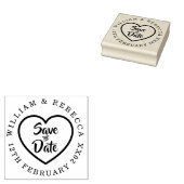 Sla de datum op handgeschreven hart cirkelvormig rubberstempel (Gestempeld)