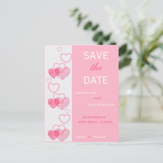 Sla de datum op - hart aankondigingskaart (Staand voorkant)