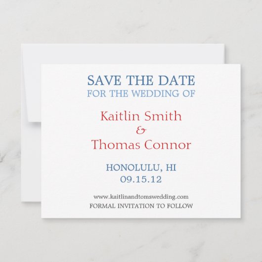 Sla de datum op -  - Hawaii Save The Date (Achterkant)
