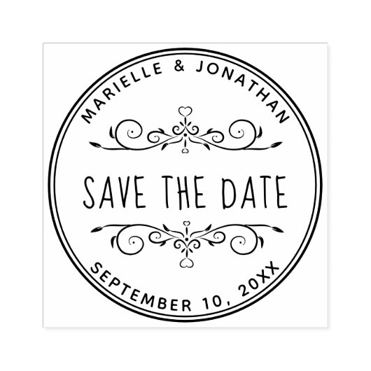 Sla de datum op Heart Creëer Uw eigen retouradres Rubberstempel (Afrduk)