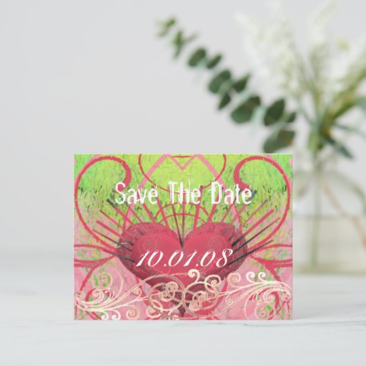 Sla de datum op - Hearts & Swirls Aankondigingskaart (Staand voorkant)