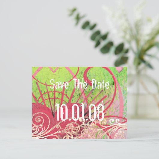 Sla de datum op - Hearts & Swirls Aankondigingskaart (Staand voorkant)