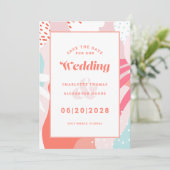 Sla de datum op Huwelijk | Modern geometrisch patr Save The Date (Staand voorkant)