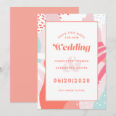 Sla de datum op Huwelijk | Modern geometrisch patr Save The Date (Voorkant / Achterkant)