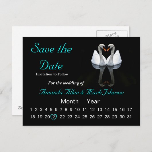 Sla de datum op, huwelijksaankondiging aankondigingskaart (Voorkant / Achterkant)