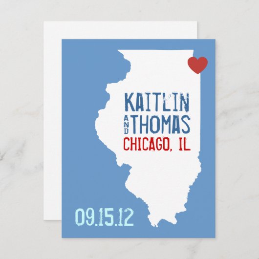 Sla de datum op - - Illinois Save The Date (Voorkant / Achterkant)
