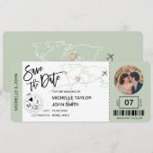 Sla de datum op Instapkaart Eenvoudige Wereldkaart Kaart (Voorkant / Achterkant)