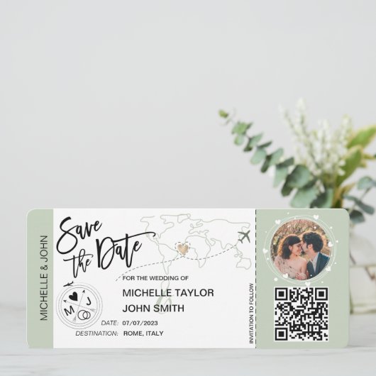 Sla de datum op Instapkaart Eenvoudige Wereldkaart Kaart (Staand voorkant)