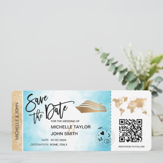 Sla de datum op Instapkaart kaart Cruise QR-code u (Staand voorkant)