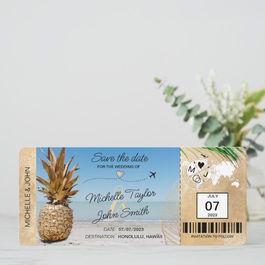 Sla de datum op Instapkaart Wereldkaart Ananas In Kaart (Staand voorkant)