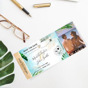 Sla de datum op instapkaart Wereldkaart Strandfoto Kaart