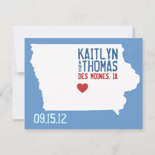 Sla de datum op -  - Iowa Save The Date (Voorkant)