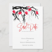 Sla de datum op Japanse Bloesemtak Bloemstuk Kaart (Voorkant)