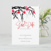 Sla de datum op Japanse Bloesemtak Bloemstuk Kaart (Staand voorkant)