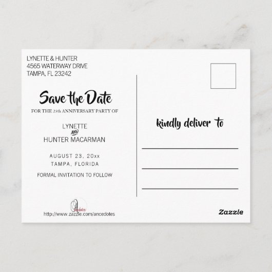 Sla de datum op - Jubileum - DIY Photo Briefkaart (Achterkant)