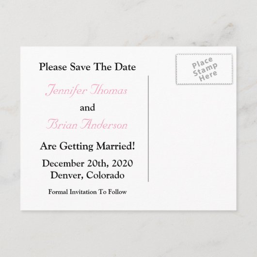 Sla de datum op Jumbo Snowflake (roze / wit) Aankondigingskaart (Achterkant)