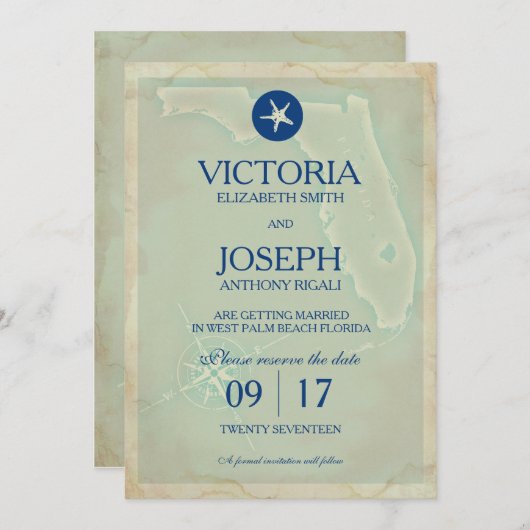 Sla de datum op - kaart Florida (Voorkant / Achterkant)