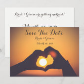 Sla de datum op kaart, geliefden handen, zonsonder kaart (Voorkant / Achterkant)