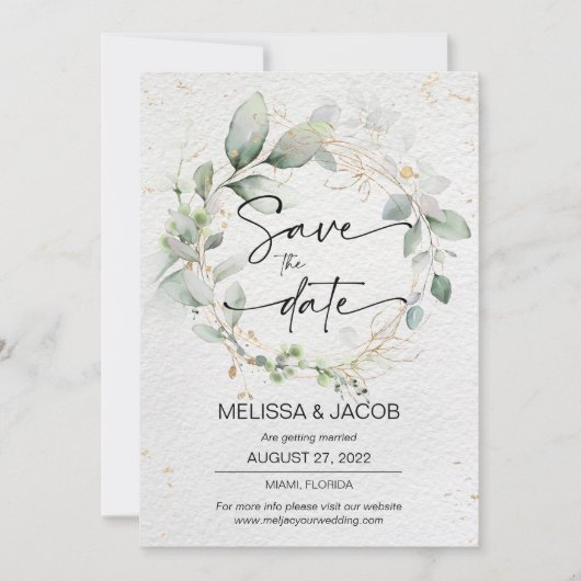 Sla de datum op kaart Huwelijksbloemen Minimalisti (Voorkant)