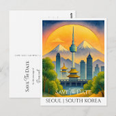 Sla de datum op kaart | Seoul Zuid-Korea Aquarel (Voorkant / Achterkant)