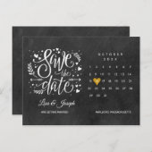 Sla de datum op Kalender Gouden Hart Schoolbord Aankondigingskaart (Voorkant / Achterkant)