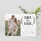 Sla de datum op kalenderkaart rustieke country save the date (Staand voorkant)