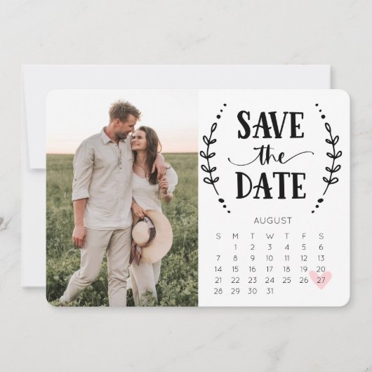 Sla de datum op kalenderkaart rustieke country save the date (Voorkant)