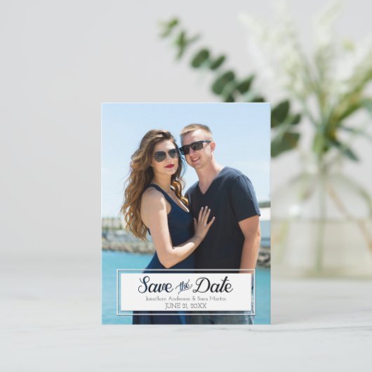 Sla de datum op Knip tekst uit Verticale foto Aankondigingskaart (Staand voorkant)