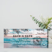 Sla de datum op koppel bruisbad Tropisch strand Save The Date (Staand voorkant)