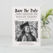 Sla de datum op Krantenfoto Afstudeerfeest Kaart (Staand voorkant)