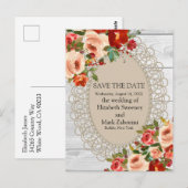 Sla de datum op Landelijk Rustiek Wit Hout Briefkaart (Voorkant / Achterkant)