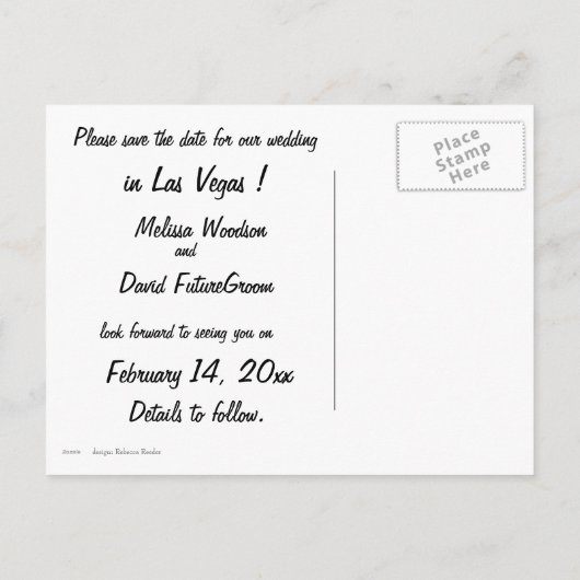 Sla de datum op Las Vegas Wedding Slot Machine Red Aankondigingskaart (Achterkant)