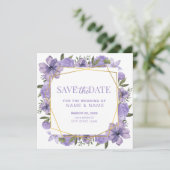 Sla de datum op Lavendel Paarse gouden bloemenbrui Kaart (Staand voorkant)