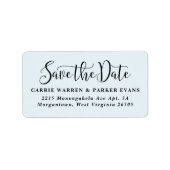 Sla de datum op lichtblauw elegant retouradres etiket (Voorkant)