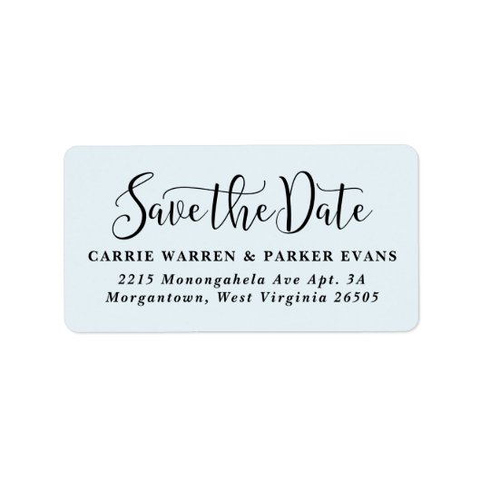 Sla de datum op lichtblauw elegant retouradres etiket (Voorkant)