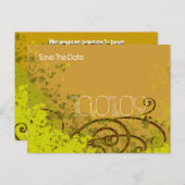 Sla de datum op - Limoen Leaf Swirls Aankondigingskaart (Voorkant / Achterkant)
