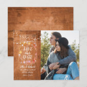 Sla de datum op Mason Jar Slingerlichten Rustieke  Aankondigingskaart (Voorkant / Achterkant)