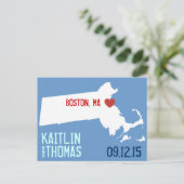 Sla de datum op - - Massachusetts Aankondigingskaart (Staand voorkant)